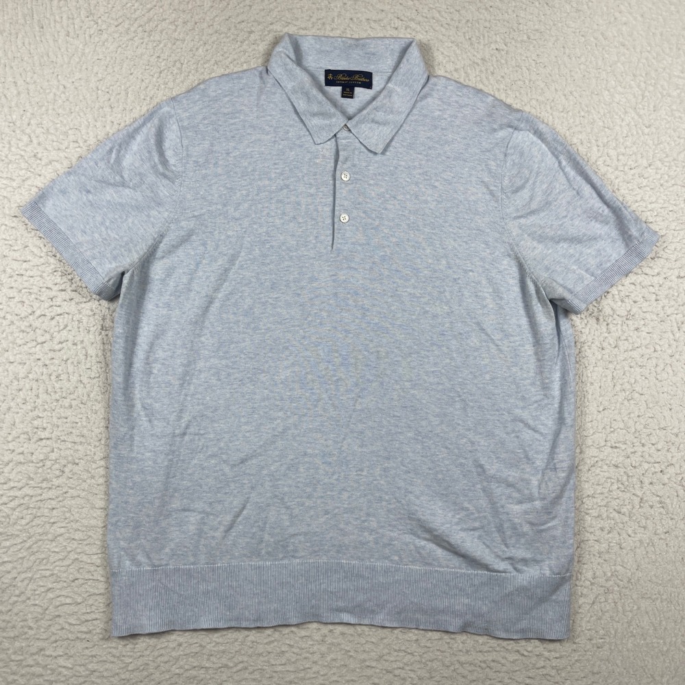 Brooks‎ Brothers Polo Shirt Mens XL Blue Supima Cotton Knit Short Sleeve Luxe